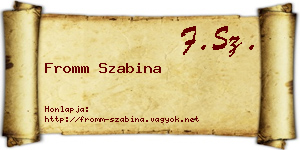 Fromm Szabina névjegykártya